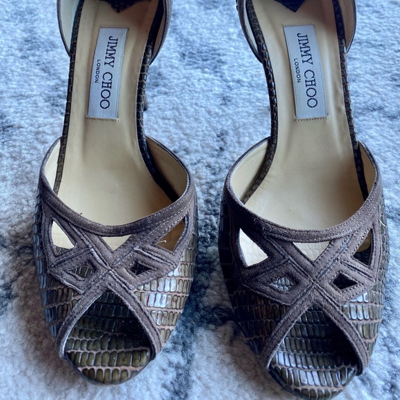 Leather/Suade/Snakeskin Jimmy Choo stiletto heels,size 38.5. Purchased in Vegas! - Picture 9 of 10